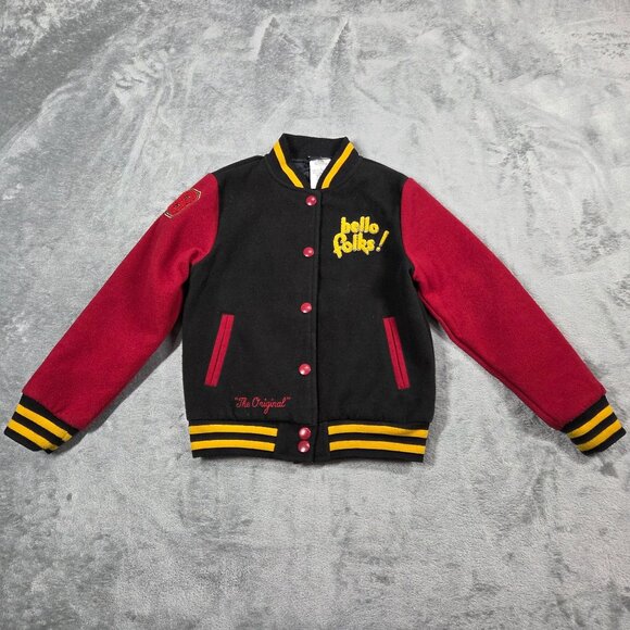 Disney Jacket Boys 4 Black Red Mickey Mouse & Pluto Varsity Letterman Bomber - Picture 1 of 7